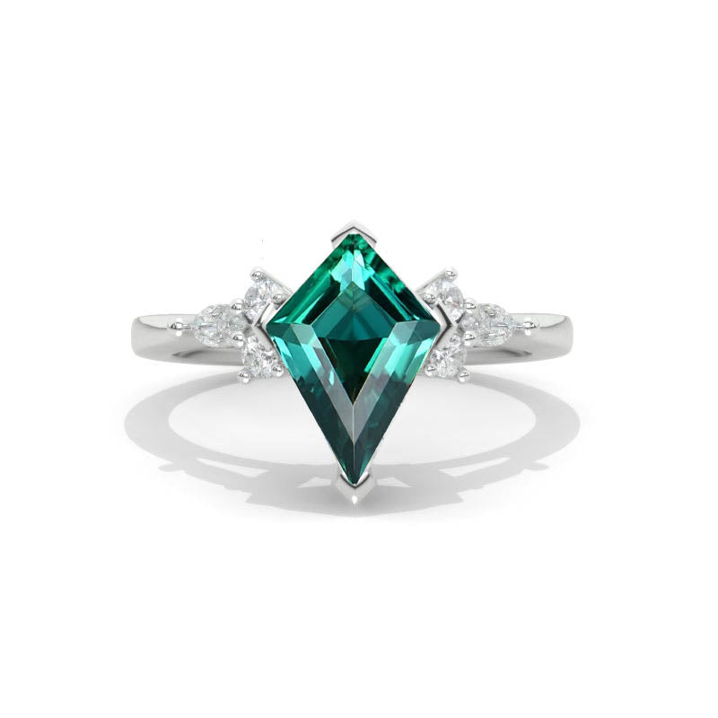 BOSEM - 3 Carat Emerald Cut Three Stone Diamond Engagement Ring with Side  Trapezoid Diamonds 18k White Gold - Kosher Diamonds